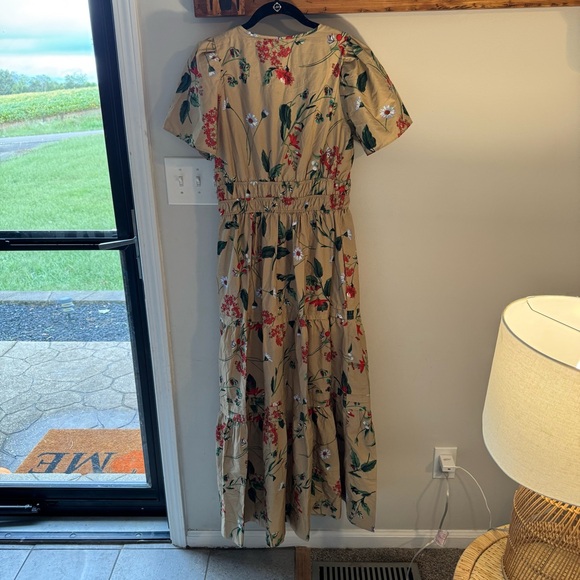 Anthropologie Somerset Dress 🌸 Size M • Floral Maxi Cotton 🌿 Tan Red Print - Picture 14 of 16